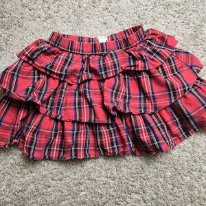 Crewcuts Red Tartan Tiered Ruffle Mini Skirt Sz 6-7